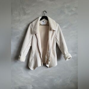 BEBE FAUX SUEDE FAUX SHEARLING Afghan Style Cream Jacket Size M